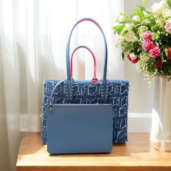 Christian Louboutin Handbags - NWOT Christian Louboutin Denim Embroidered Spike Tote